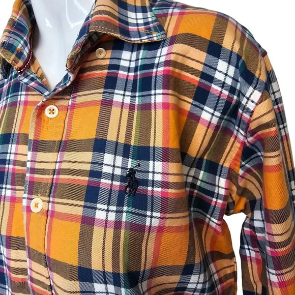 RRL Ralph Lauren  Womens Double RL Plaid Button Down Shirt Size Medium - Picture 8 of 9